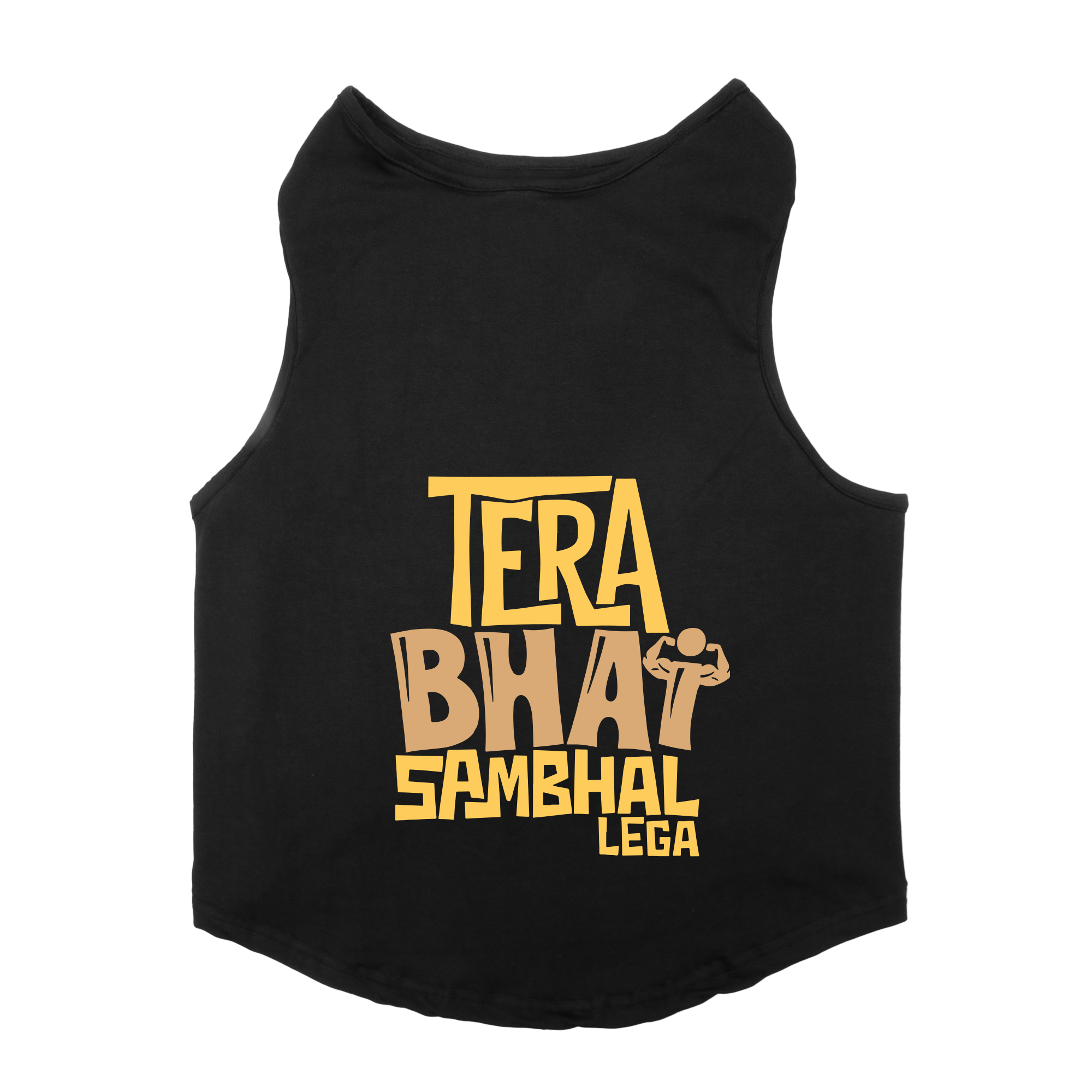 PawsIndia Sleeveless Printed Cat T-Shirt - Tera Bhai Sambhal Lega