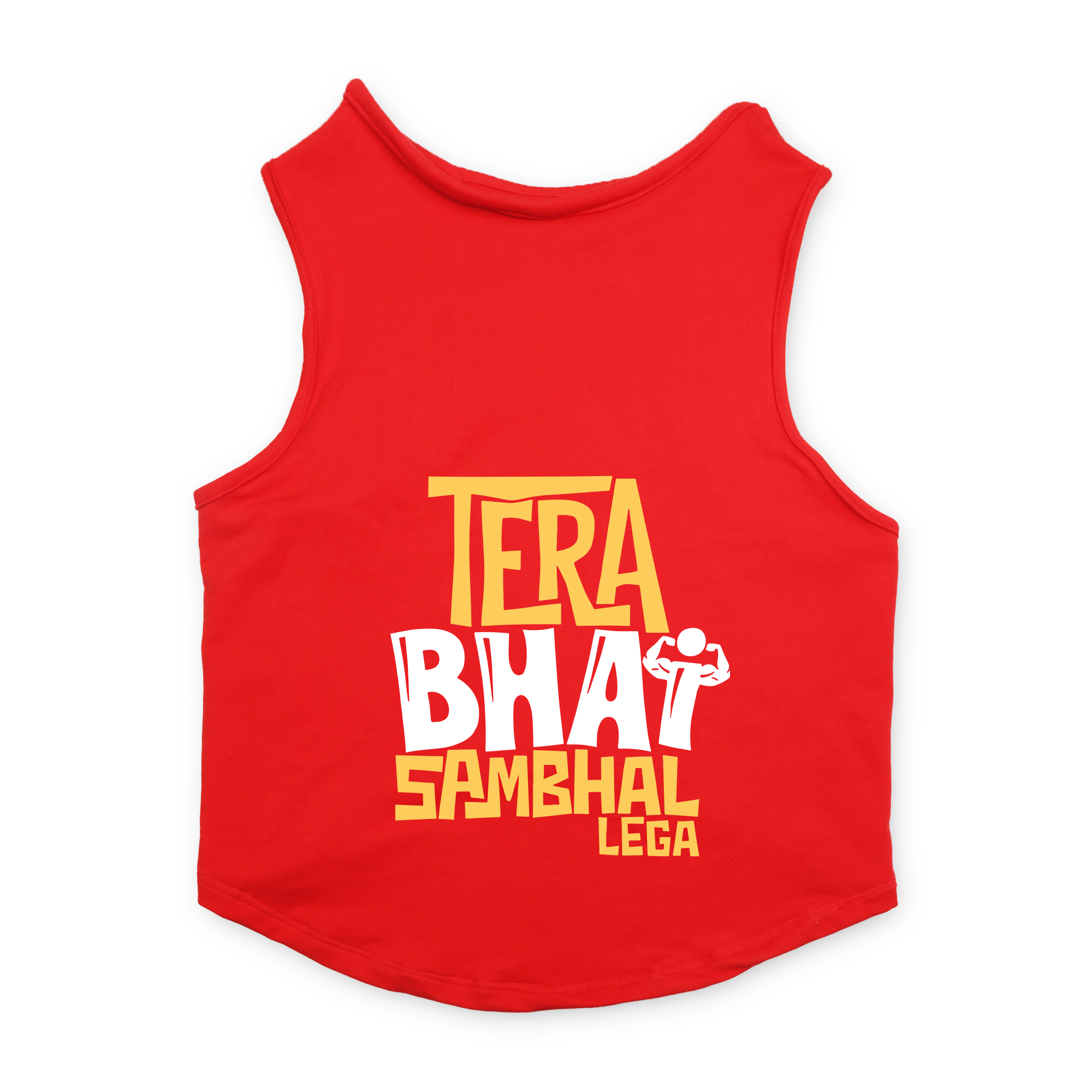 PawsIndia Sleeveless Printed Cat T-Shirt - Tera Bhai Sambhal Lega