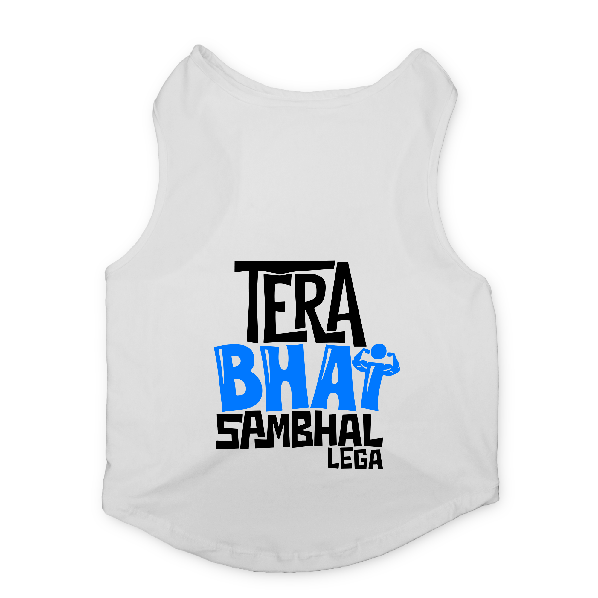 PawsIndia Sleeveless Printed Cat T-Shirt - Tera Bhai Sambhal Lega