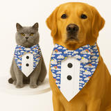 PawsIndia Sky Rainbows Pattern Tuxedo Bandana With Matching Bow For Pets