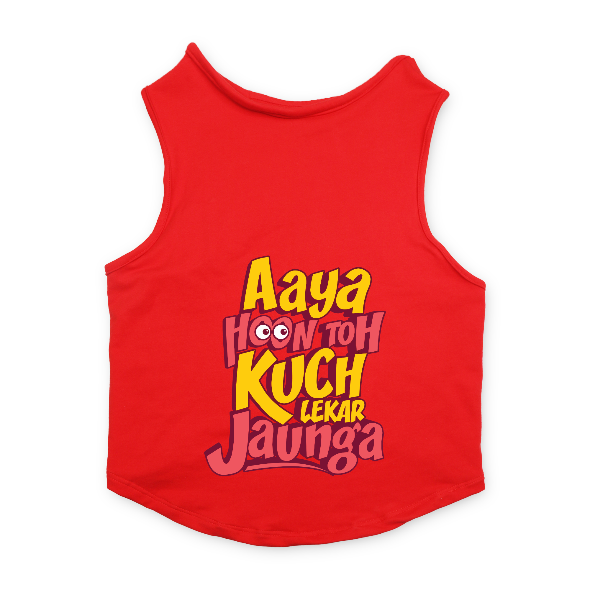 PawsIndia Sleeveless Printed Cat T-Shirt - Aya Hu Toh Kuch Leke Jaunga