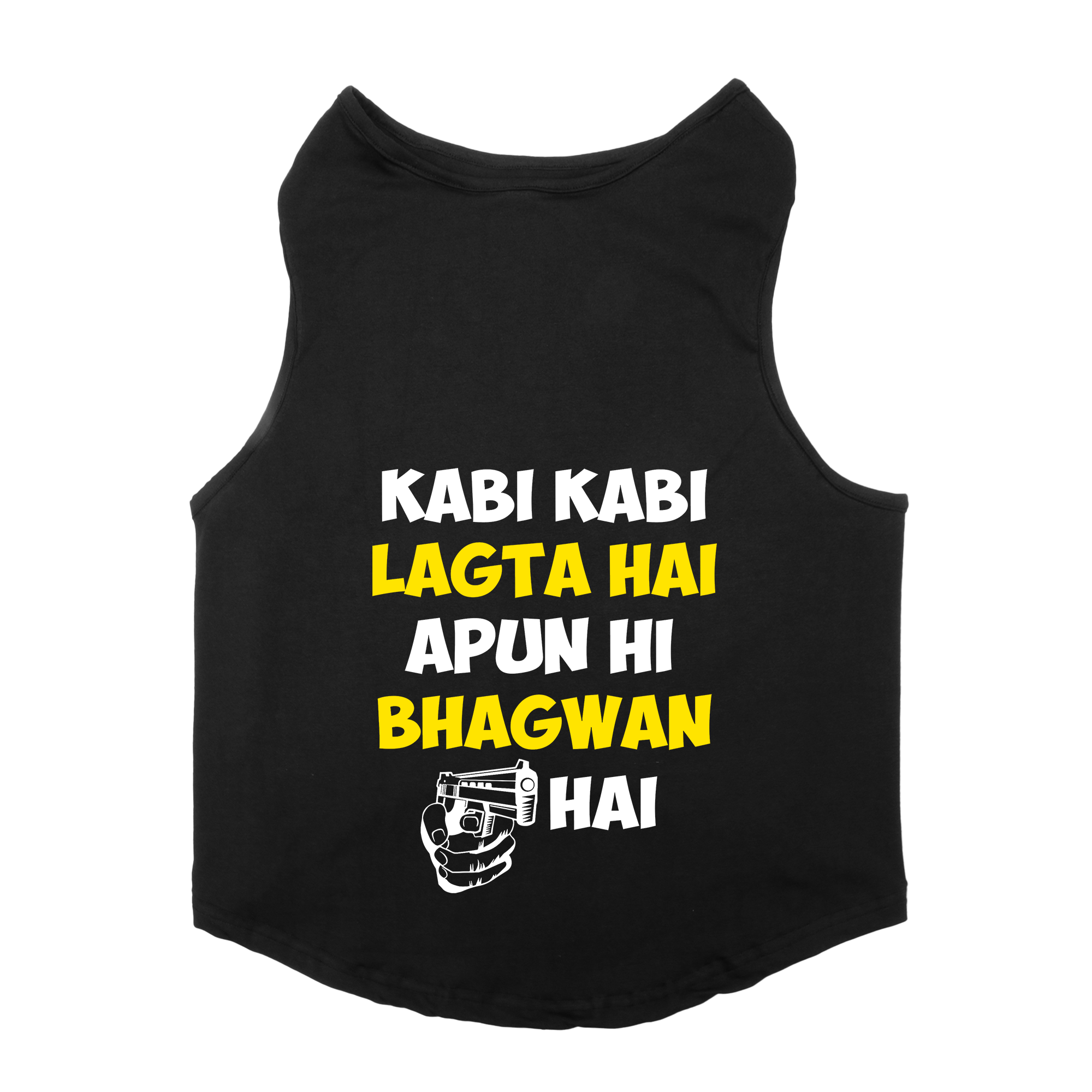 PawsIndia Sleeveless Printed Cat T-Shirt - Kabhi Kabhi Lagta Hai Apun Hi Bhagwan Hai