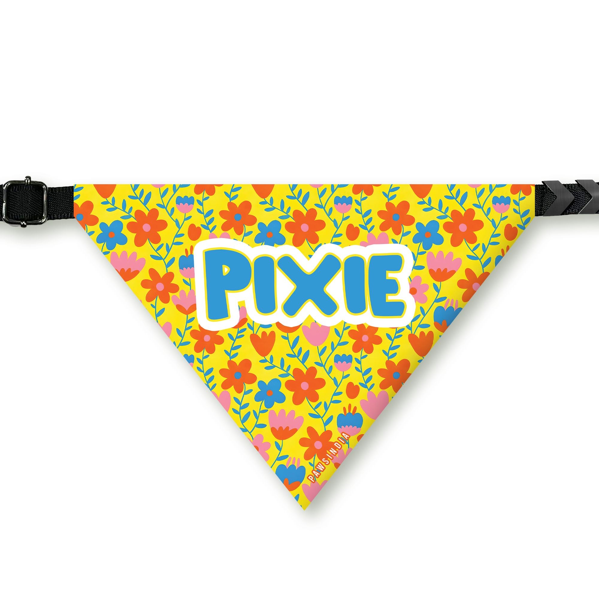 PawsIndia Customized Pet Bandana - Floral - Mustard