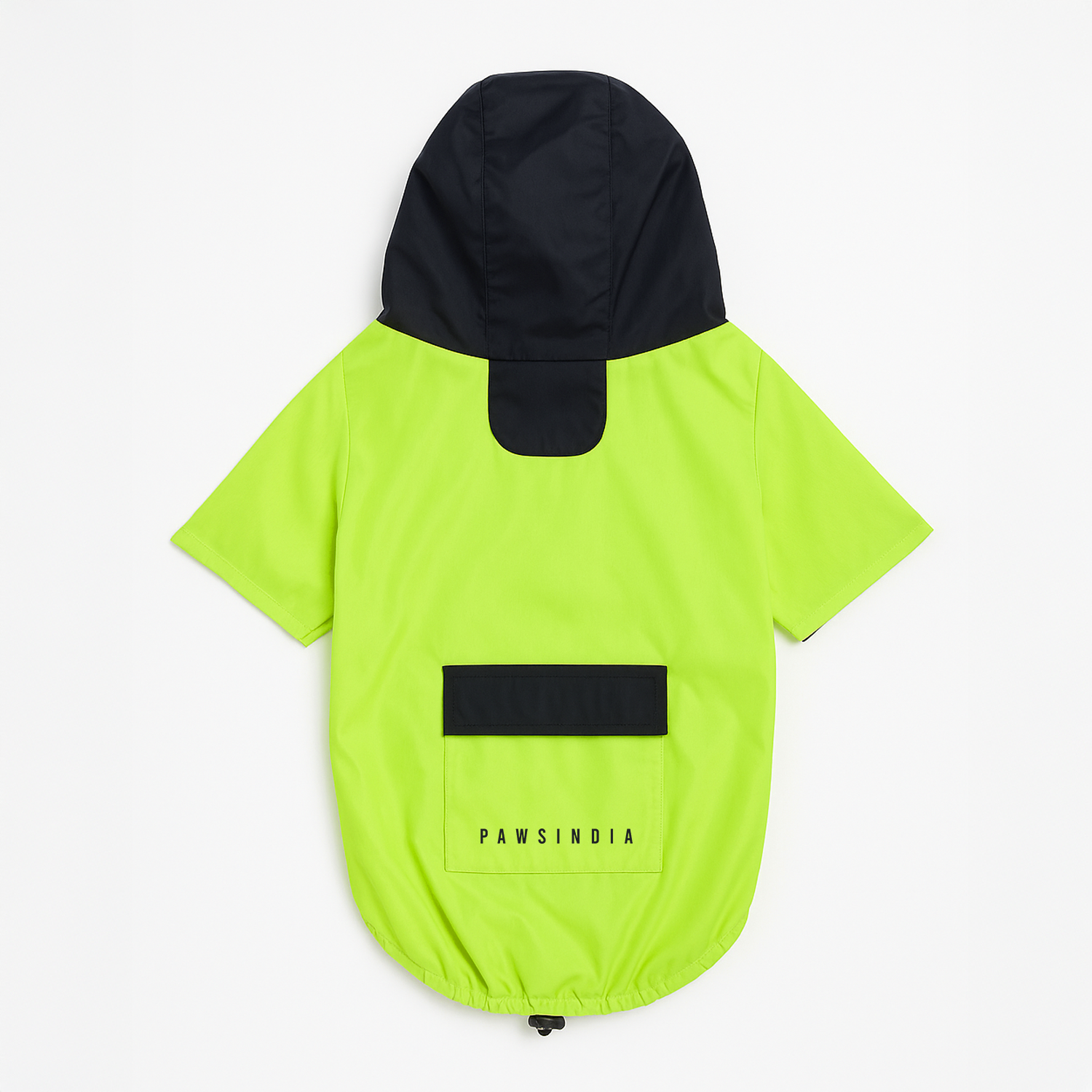 Pawsindia Dog Hooded Raincoat - Neon Green & Black