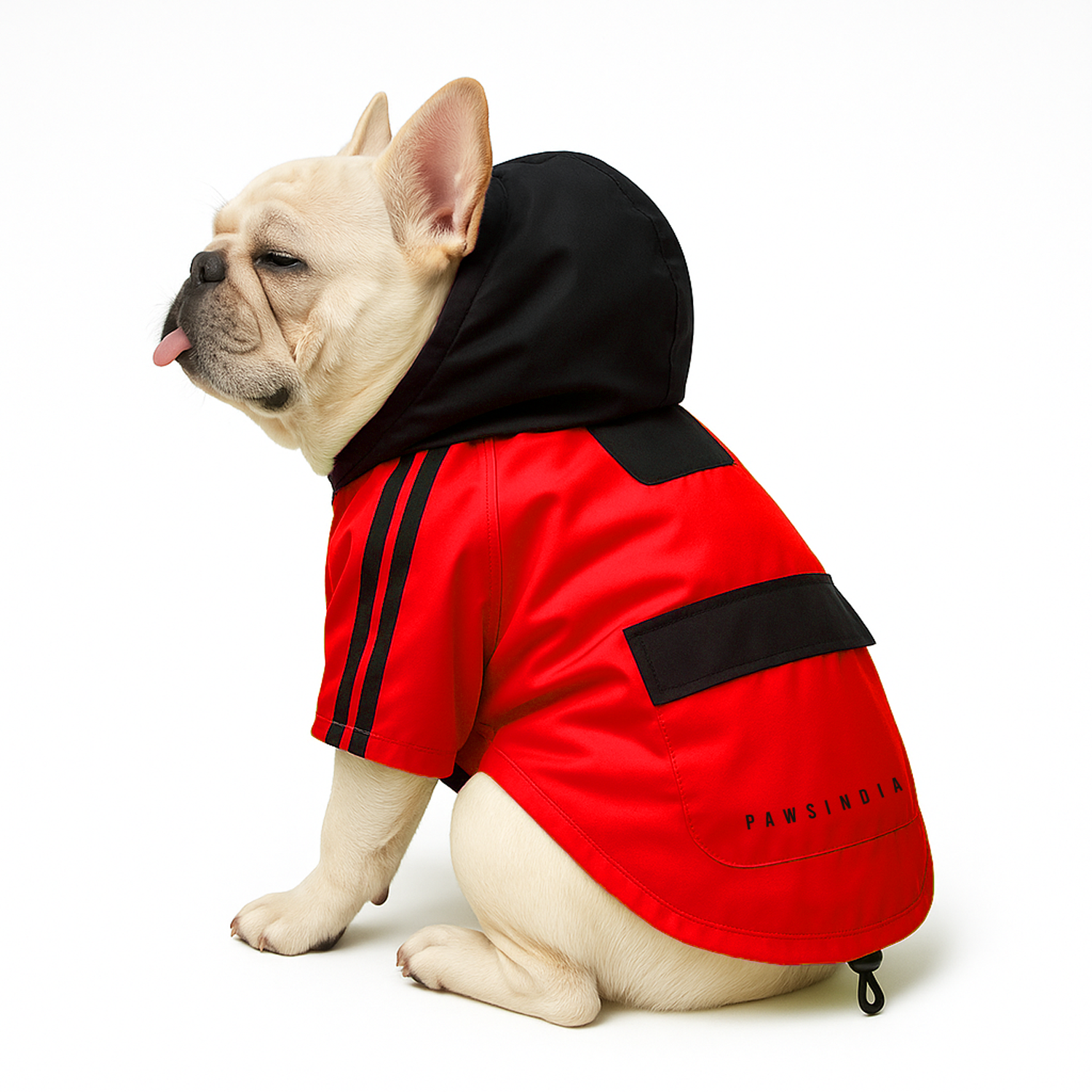 Pawsindia Dog Hooded Raincoat - Red & Black