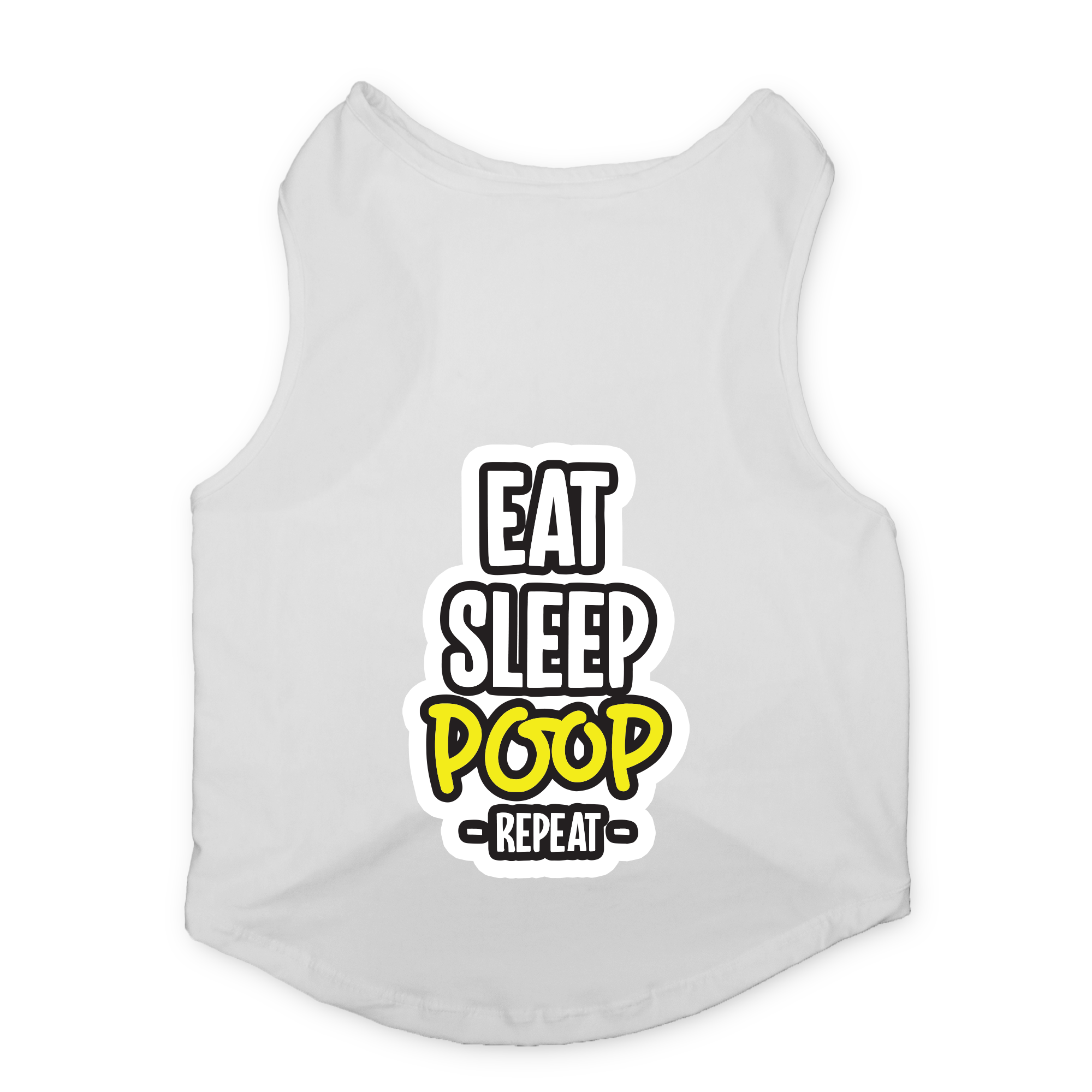 PawsIndia Sleeveless Printed Cat T-Shirt - Eat-Sleep-Poop