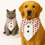 PawsIndia Strawberry  Pattern Tuxedo Bandana With Matching Bow For Pets
