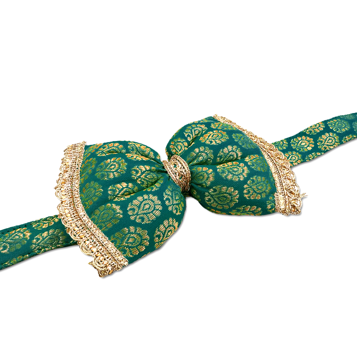 Pawsindia Traditional Royal Brocade Bow Tie - Aqua Green