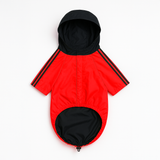 Pawsindia Dog Hooded Raincoat - Red & Black