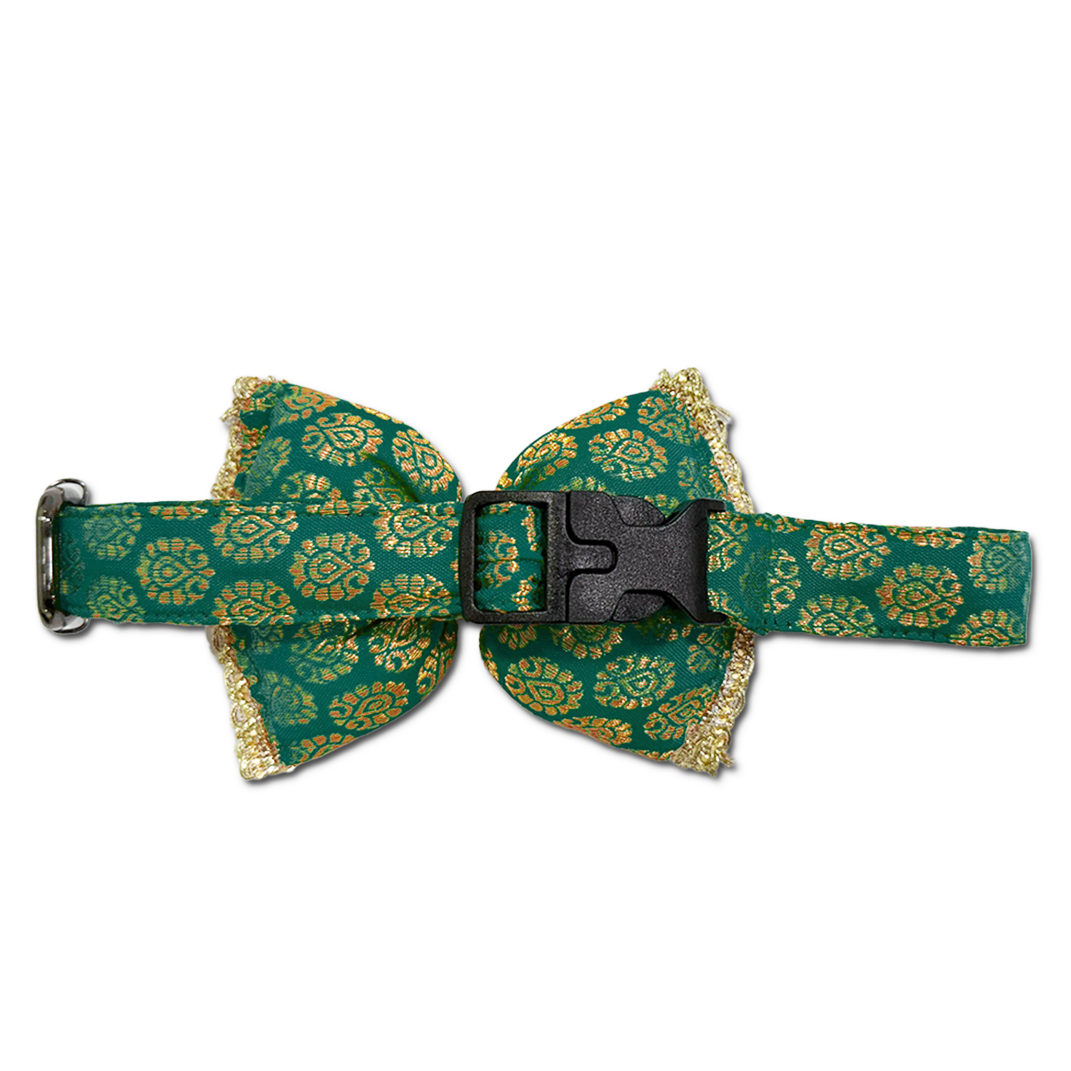 Pawsindia Traditional Royal Brocade Bow Tie - Aqua Green