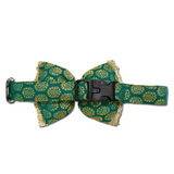 Pawsindia Traditional Royal Brocade Bow Tie - Aqua Green