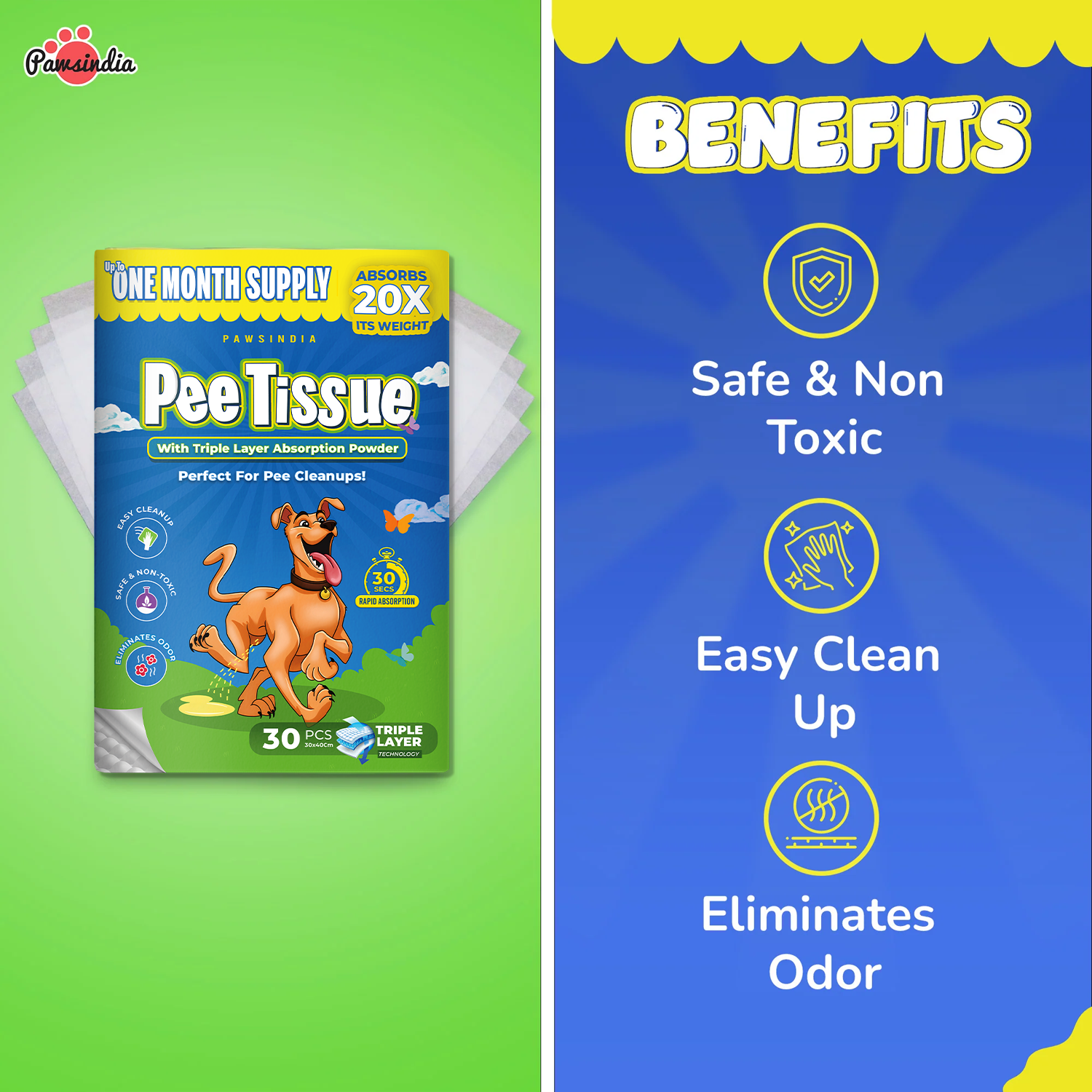 Absorbent Pee Tissues by PawsIndia