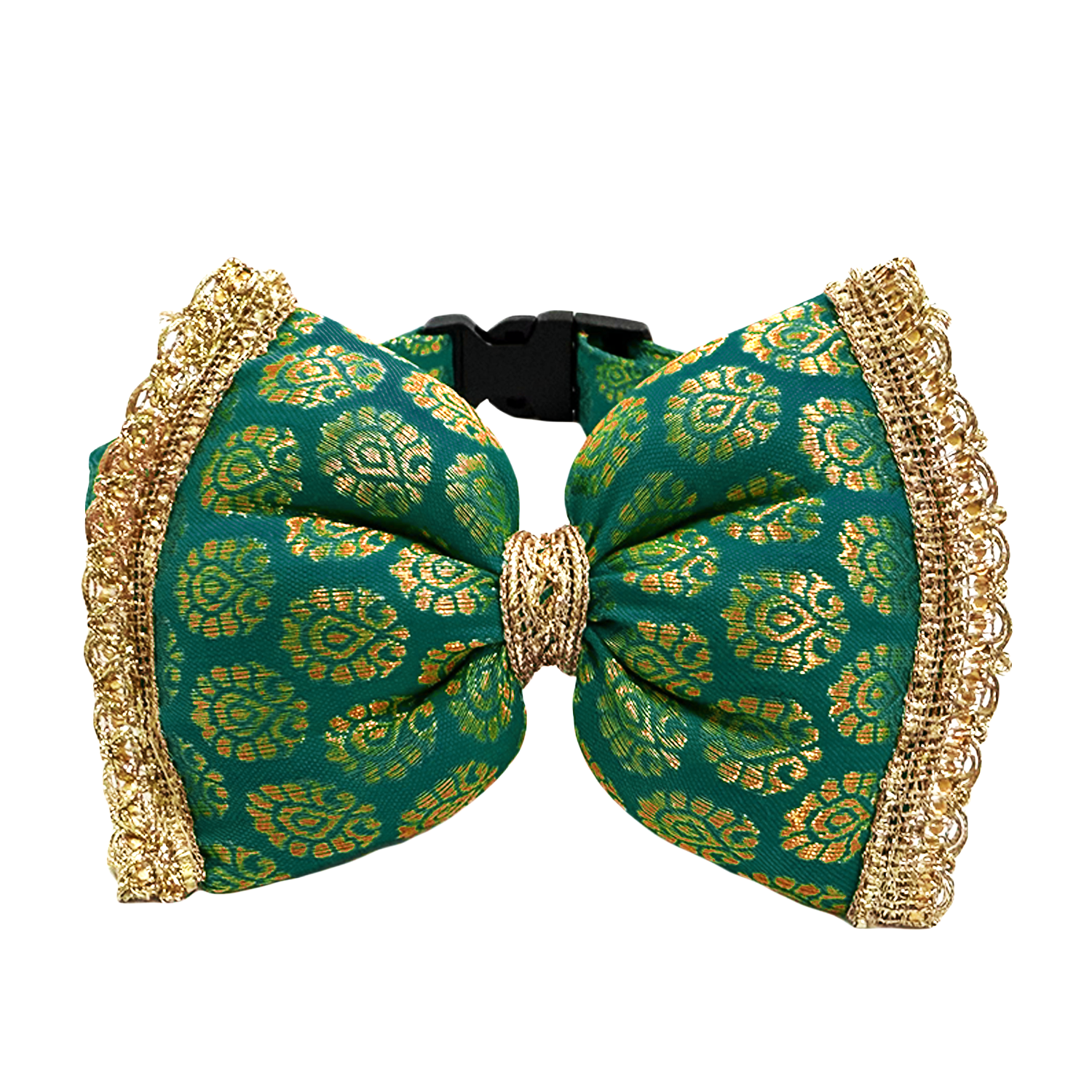 Pawsindia Traditional Royal Brocade Bow Tie - Aqua Green