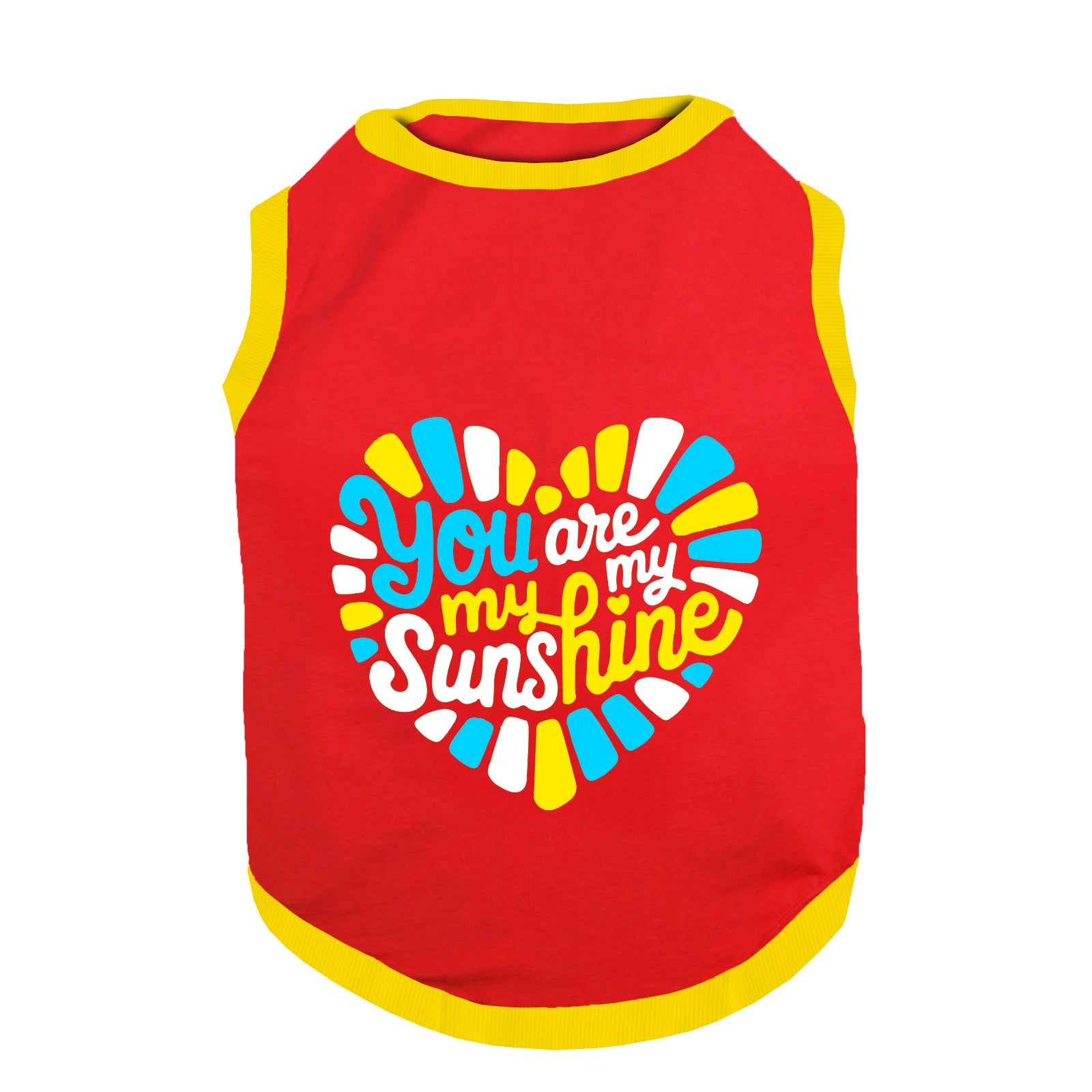 PawsIndia Ribbed Sleeves Printed Dog T-Shirt - You Are My Sunshine