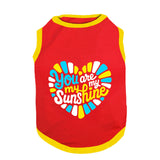 PawsIndia Ribbed Sleeves Printed Dog T-Shirt - You Are My Sunshine
