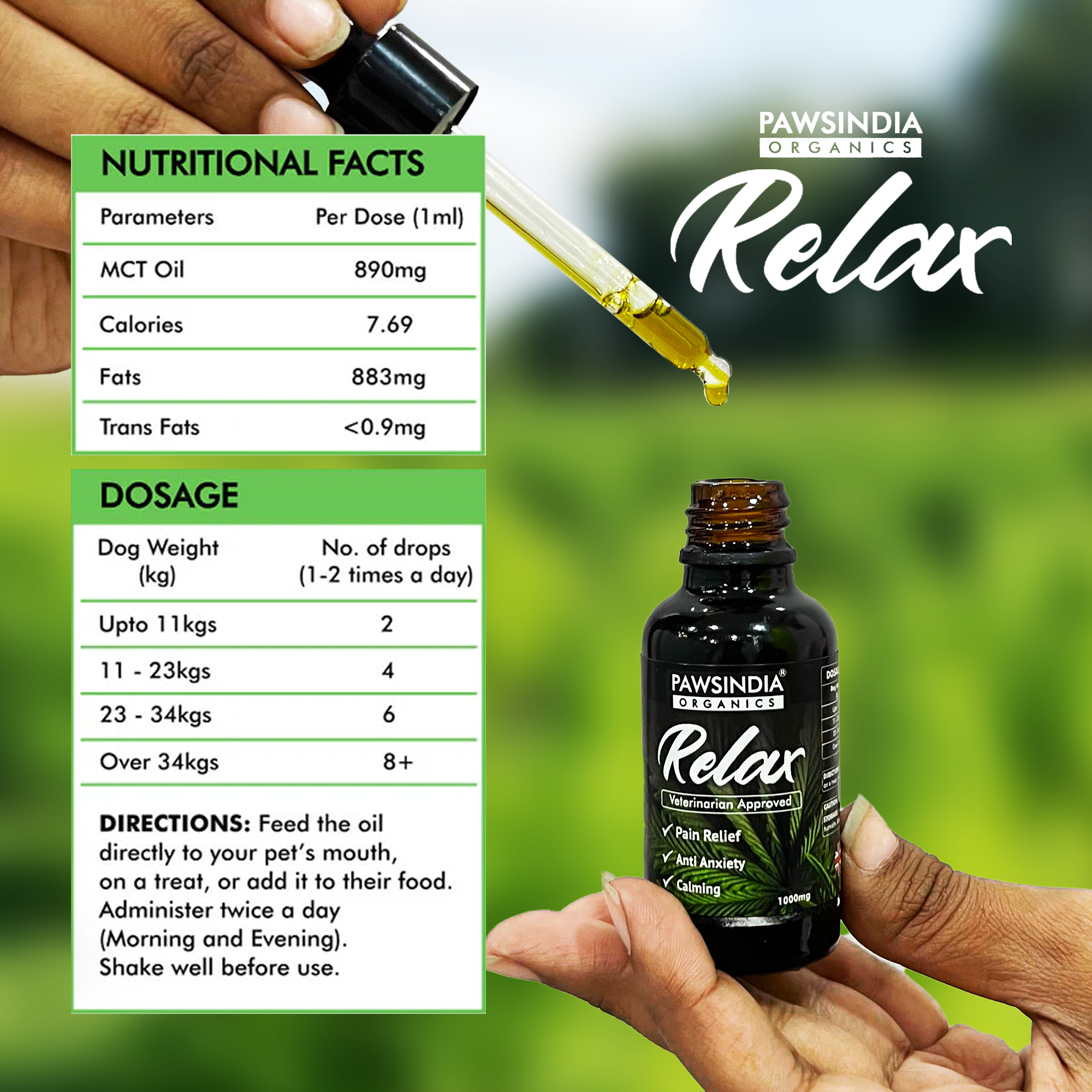 Organics - Relax Full Spectrum CBD oil for Pets 1000 mg (30ml)