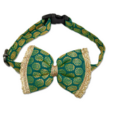 Pawsindia Traditional Royal Brocade Bow Tie - Aqua Green