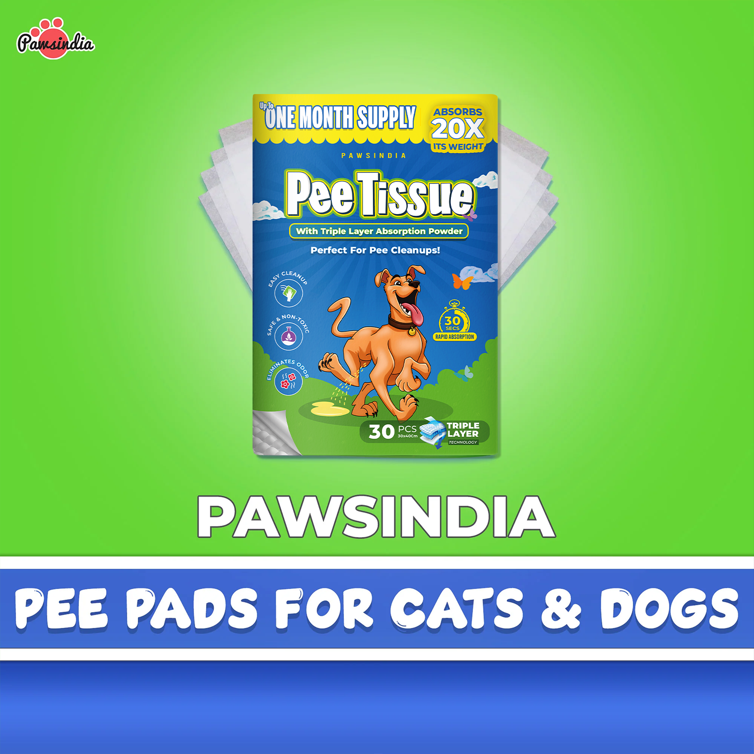 Absorbent Pee Tissues by PawsIndia