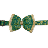 Pawsindia Traditional Royal Brocade Bow Tie - Aqua Green
