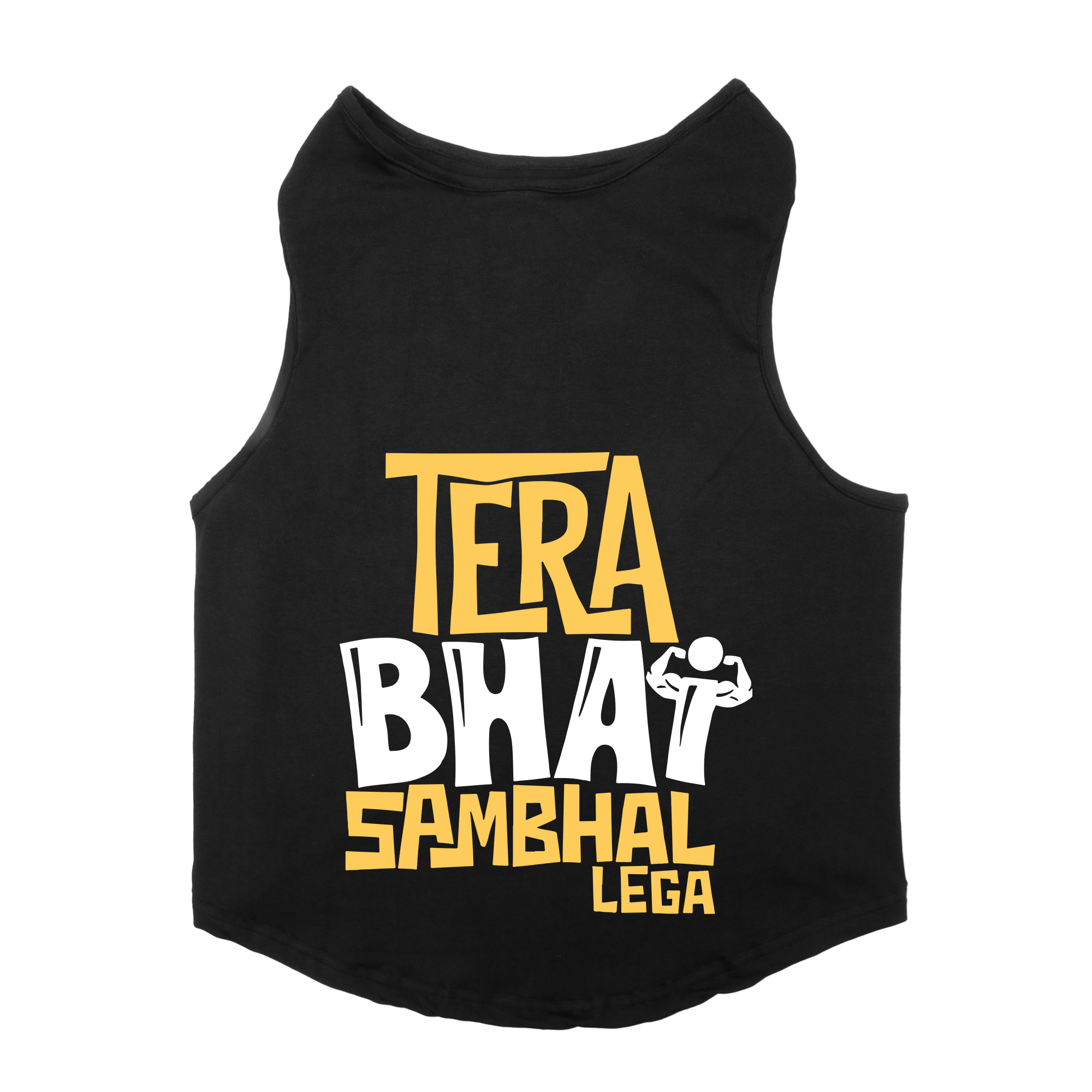 PawsIndia Sleeveless Printed Cat T-Shirt - Tera Bhai Sambhal Lega