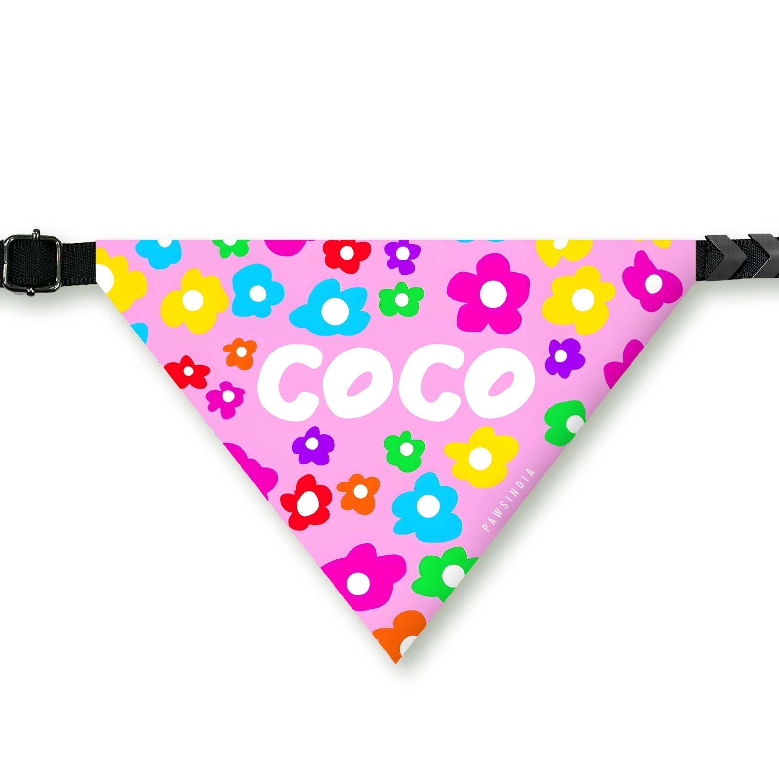 PawsIndia Customized Pet Bandana - Floral - Pink