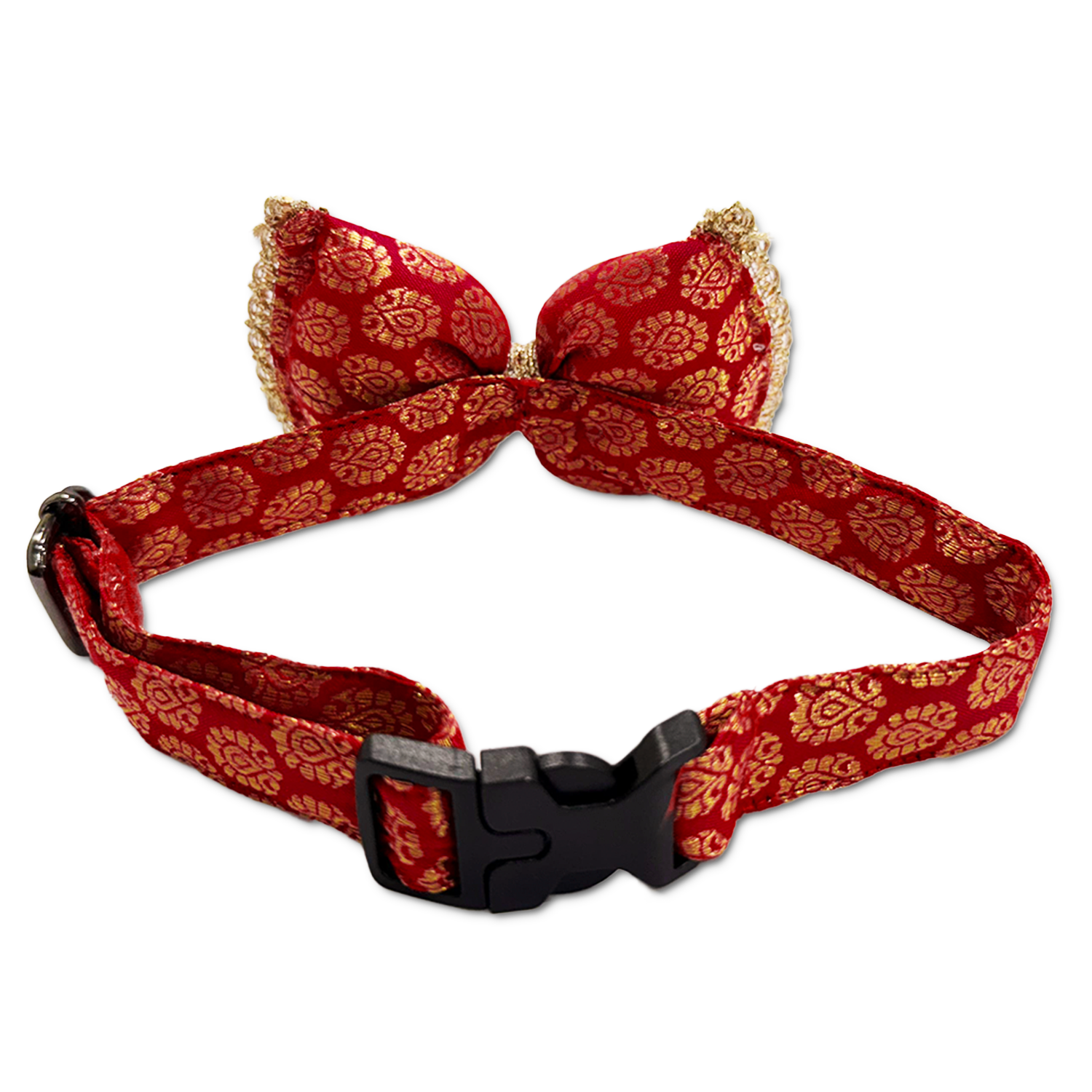 Pawsindia Traditional Royal Brocade Bow Tie - Red