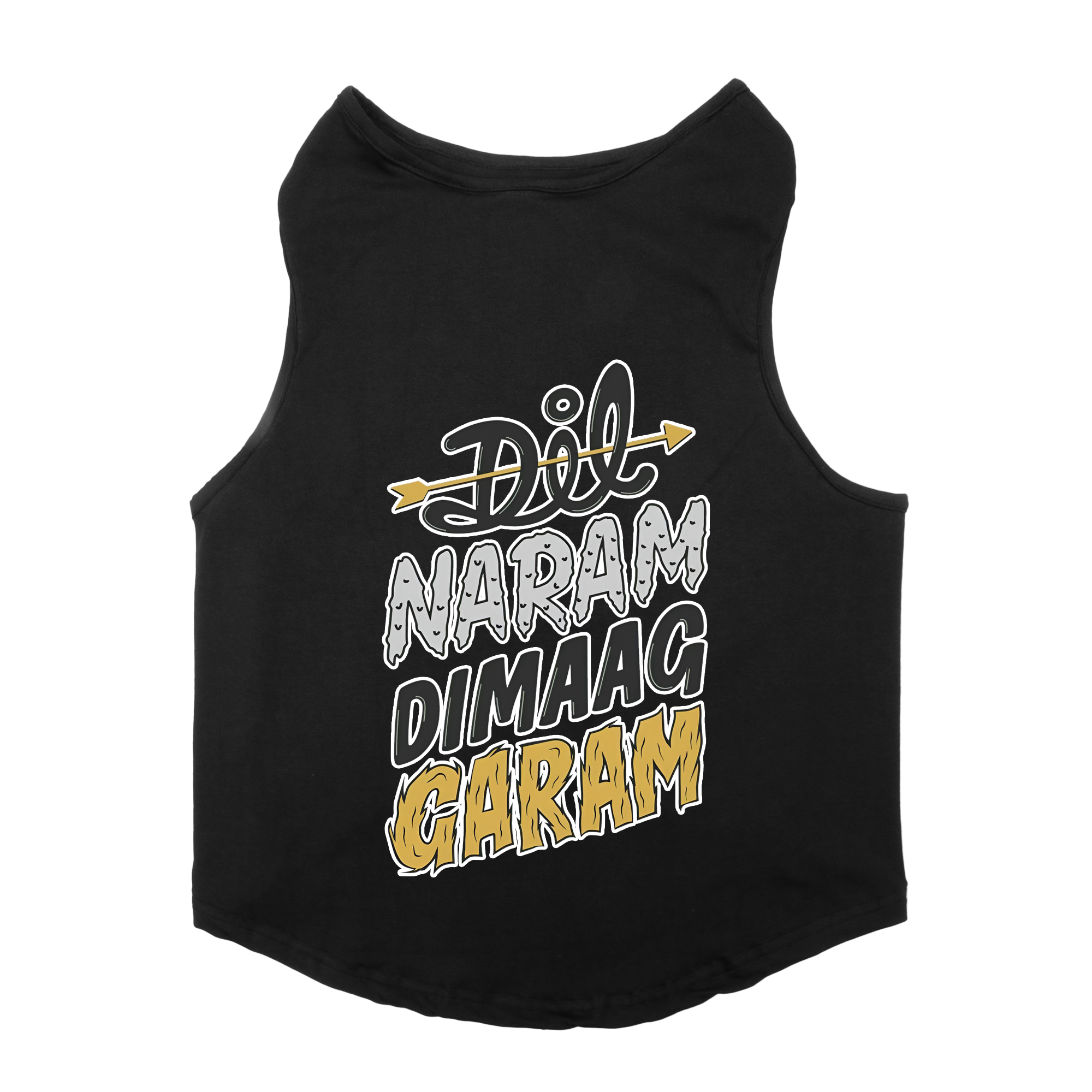 PawsIndia Sleeveless Printed Cat T-Shirt - Dil Naram Dimag Garam