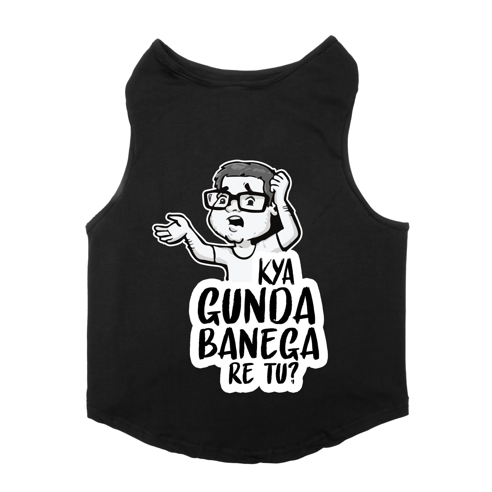 PawsIndia Sleeveless Printed Dog T-Shirt - Kya Gunda Banega Re Tu