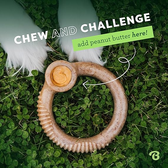 Benebone Ring Bone Durable Dog Chew Toy for Aggressive Chewers, Real Bacon