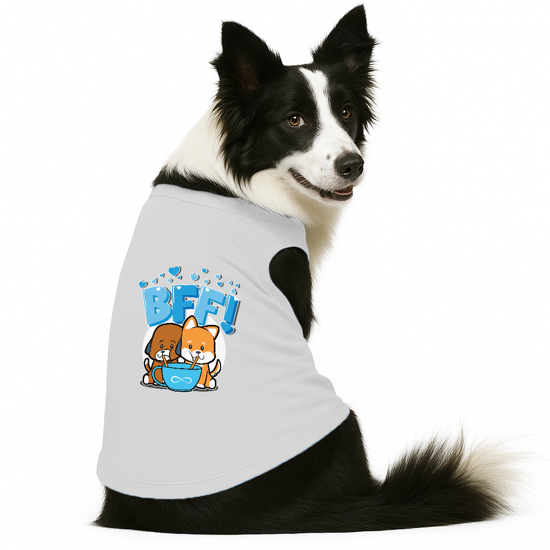 PawsIndia Sleeveless Printed Dog T-Shirt - BFF