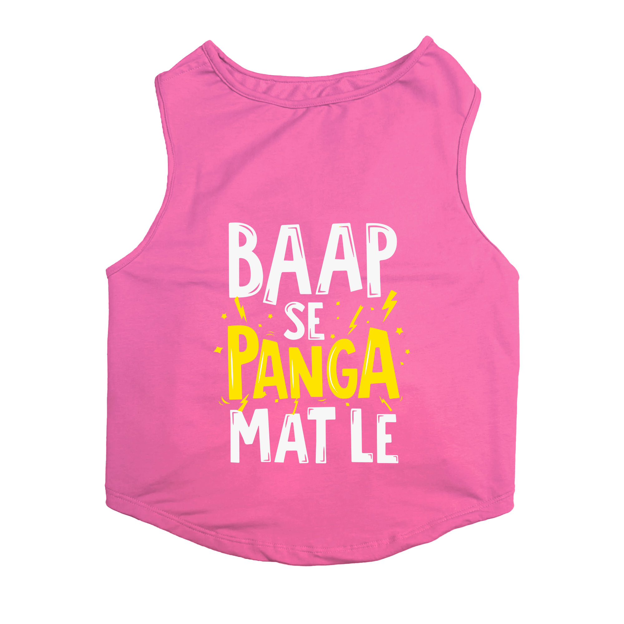 PawsIndia Sleeveless Printed Cat T-Shirt - Baap Se Panga Mat Le