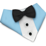 PawsIndia Baby Blue Tuxedo Bandana With Black Bow For Pets