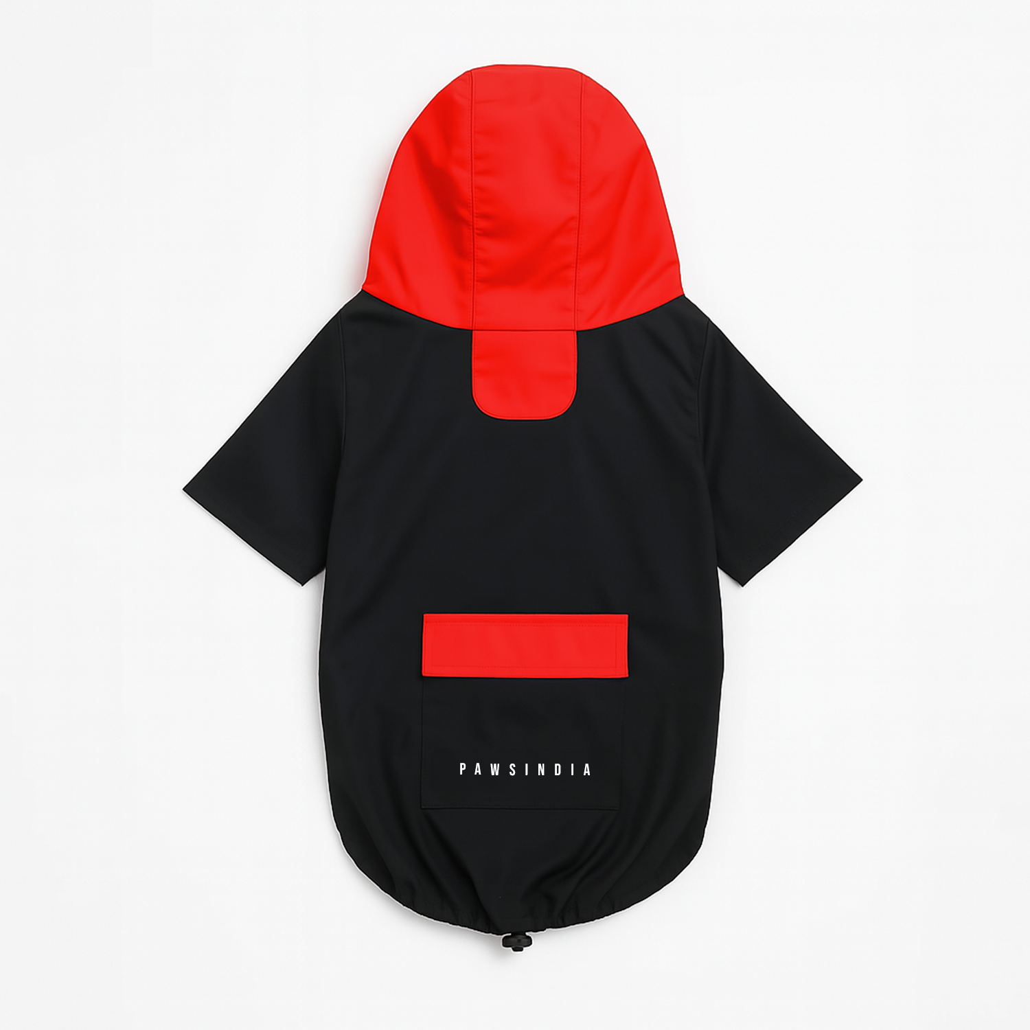 Pawsindia Dog Hooded Raincoat - Black & Red