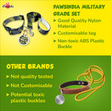 Pawsindia Army Collar, Leash and Customized Name Tag Combo