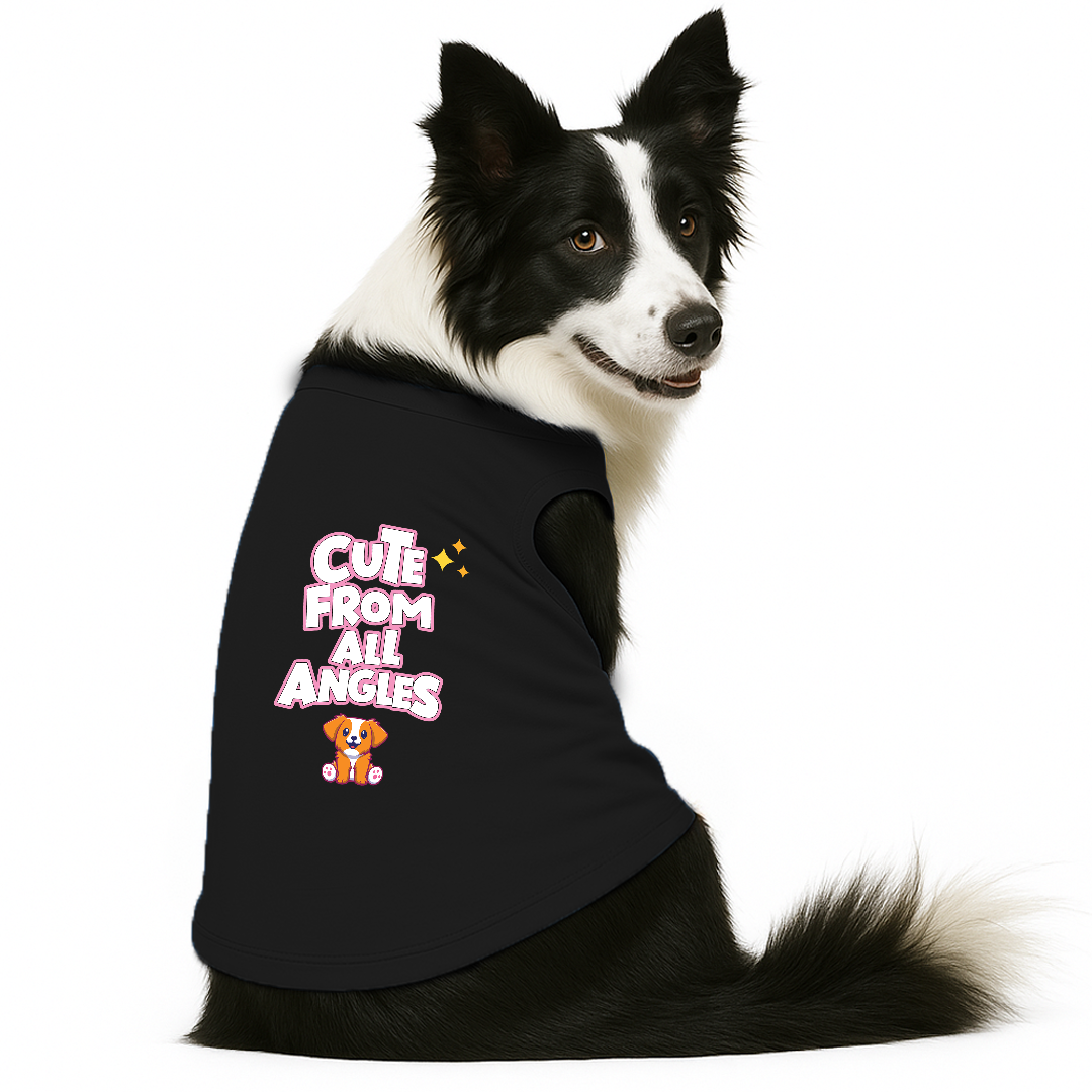 PawsIndia Sleeveless Printed Dog T-Shirt - Cute From All Angles
