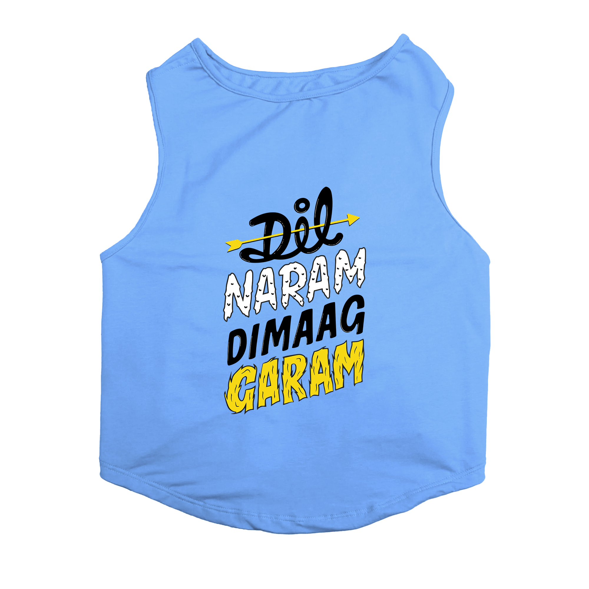 PawsIndia Sleeveless Printed Cat T-Shirt - Dil Naram Dimag Garam