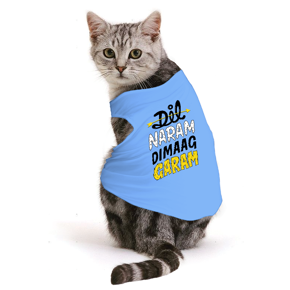 PawsIndia Sleeveless Printed Cat T-Shirt - Dil Naram Dimag Garam