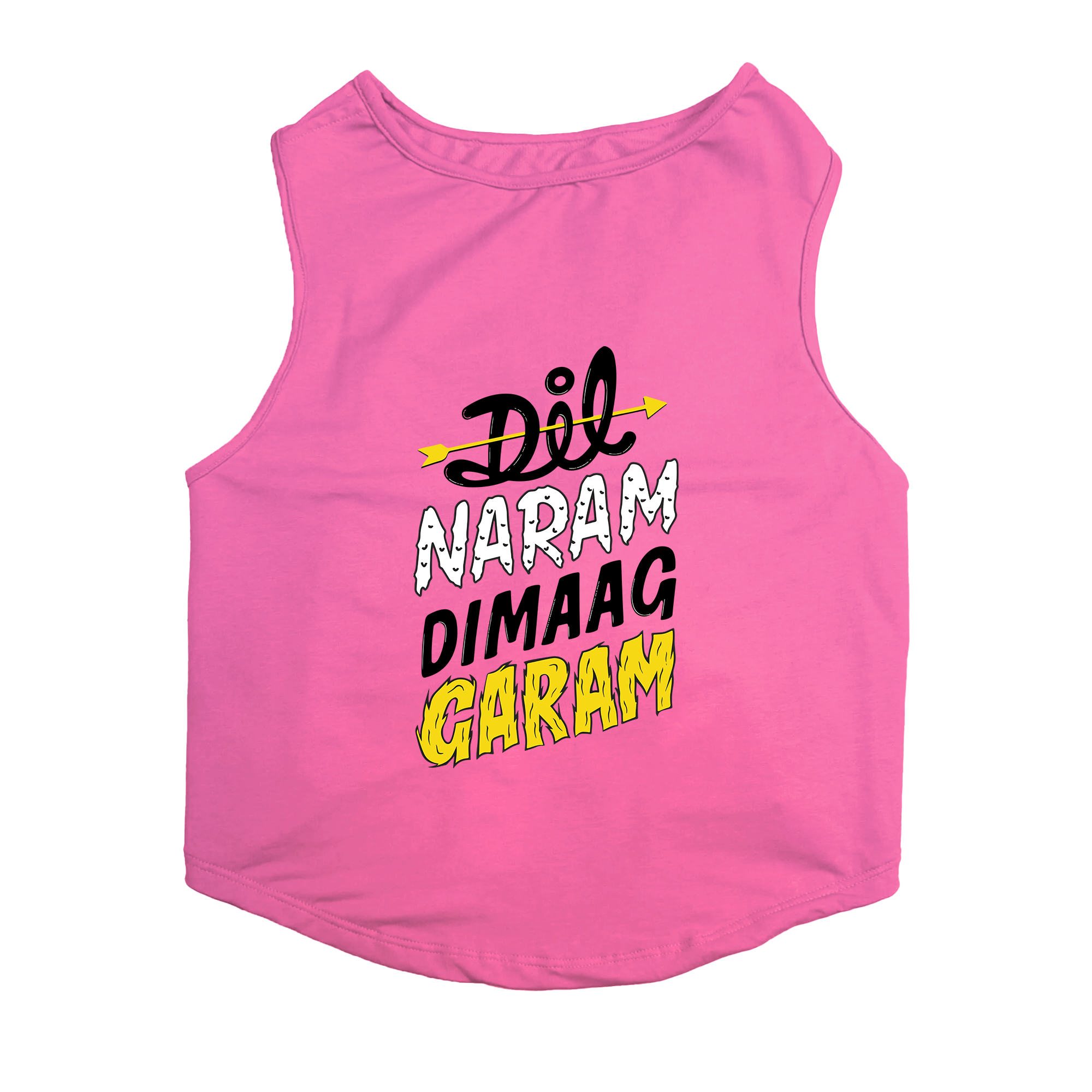 PawsIndia Sleeveless Printed Cat T-Shirt - Dil Naram Dimag Garam