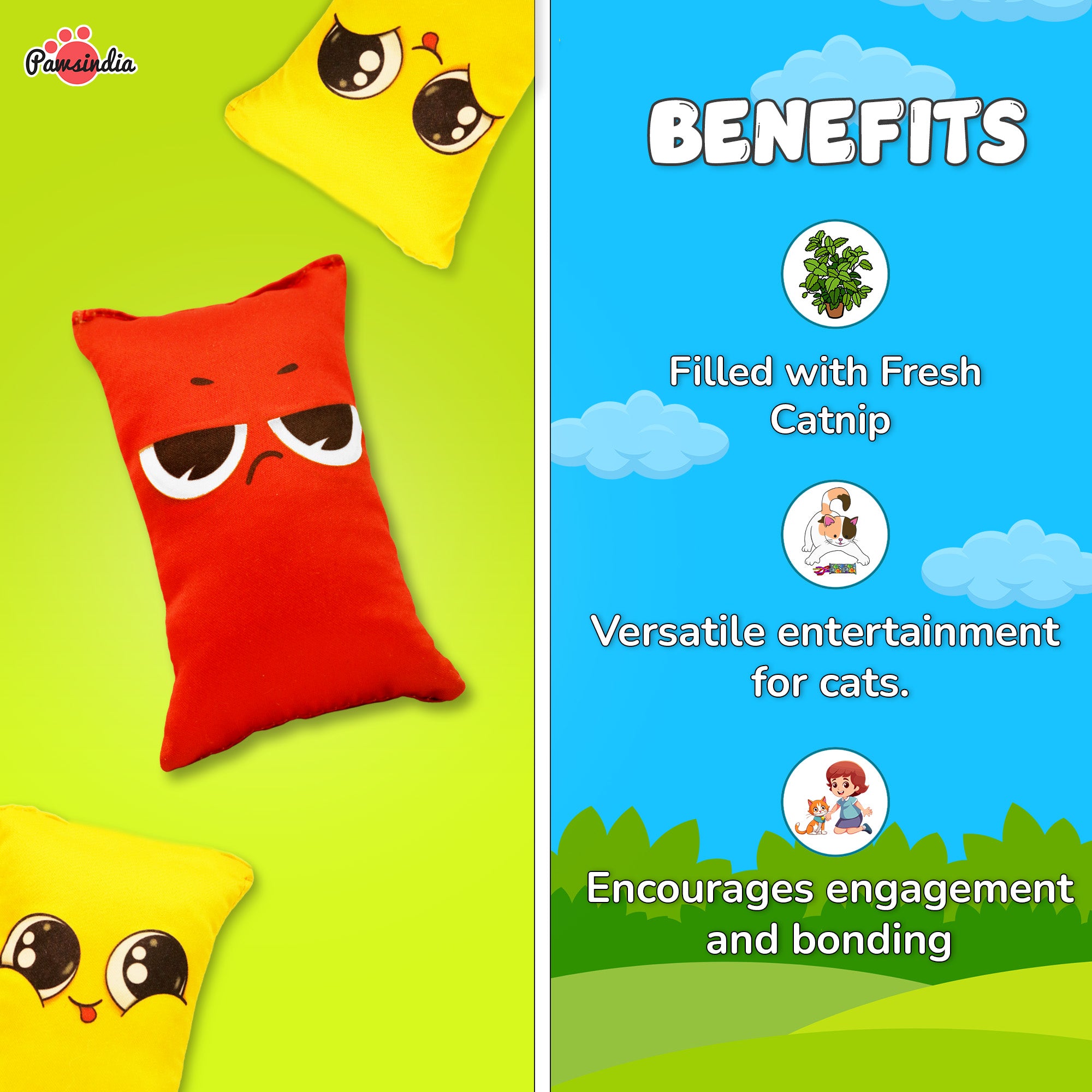 Pawsindia Catnip Cat Toy - Emotion Fusion - Pack of 5