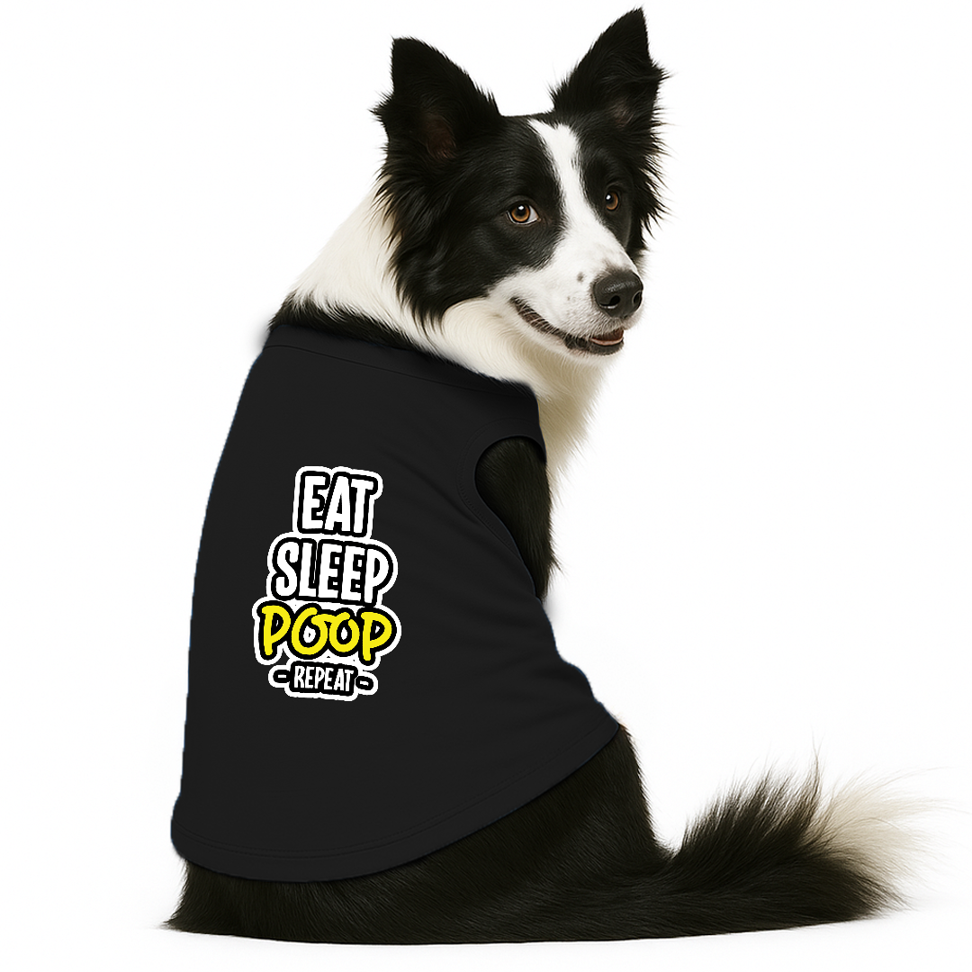 PawsIndia Sleeveless Printed Dog T-Shirt - Eat-Sleep-Poop