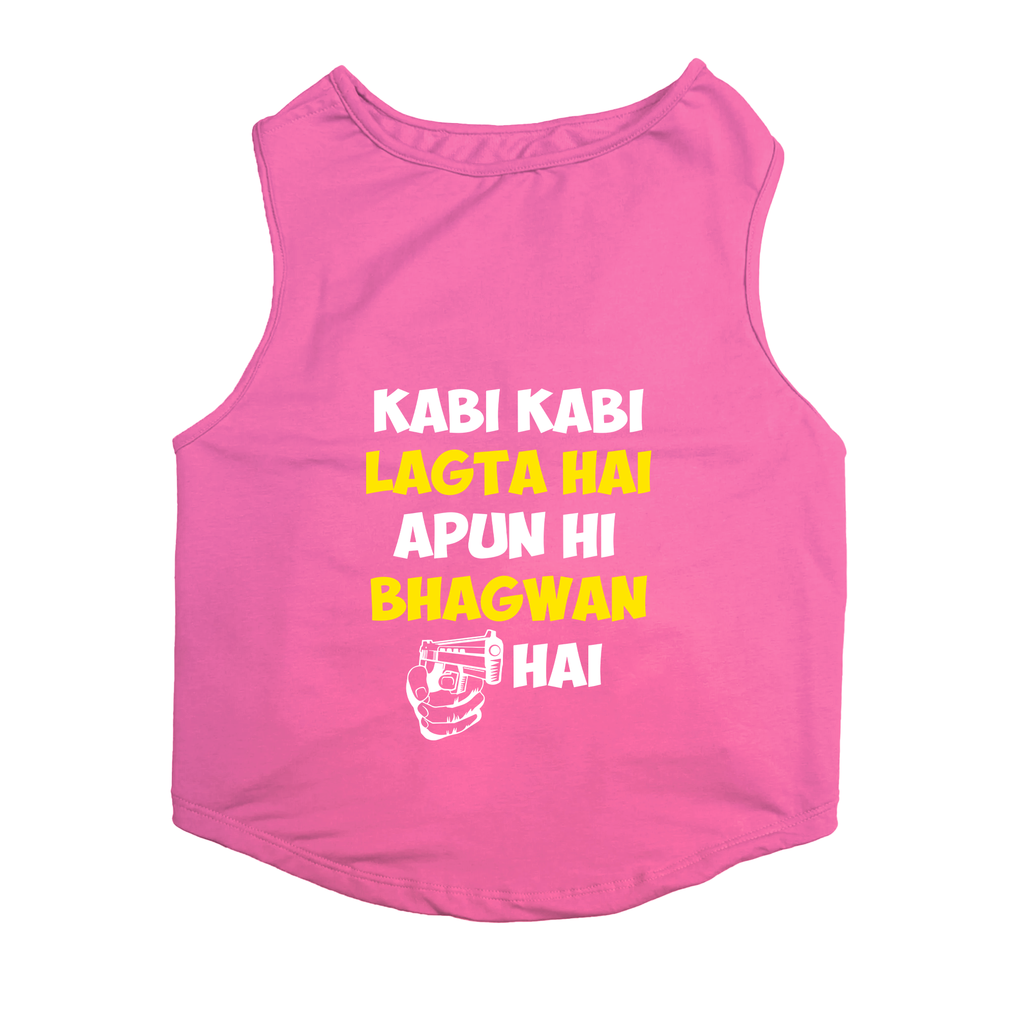 PawsIndia Sleeveless Printed Cat T-Shirt - Kabhi Kabhi Lagta Hai Apun Hi Bhagwan Hai