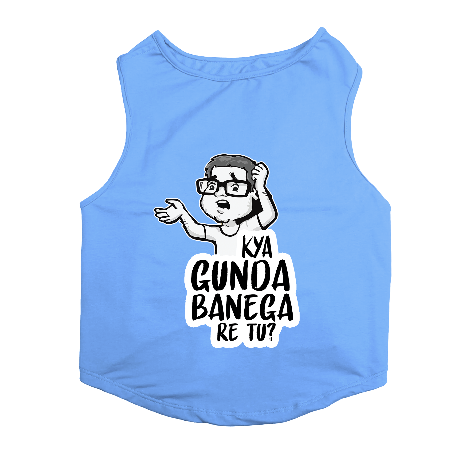 PawsIndia Sleeveless Printed Dog T-Shirt - Kya Gunda Banega Re Tu