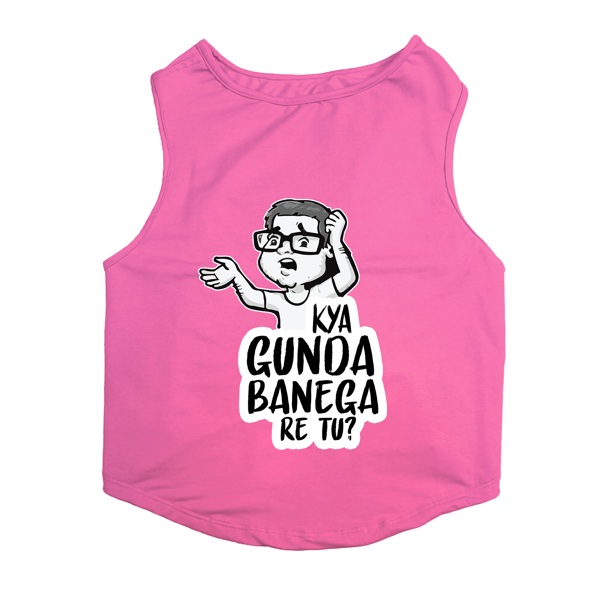 PawsIndia Sleeveless Printed Dog T-Shirt - Kya Gunda Banega Re Tu