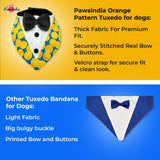 PawsIndia Orange Pattern Tuxedo Bandana With Black Bow For Pets