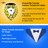 PawsIndia Orange Pattern Tuxedo Bandana With Matching Bow For Pets