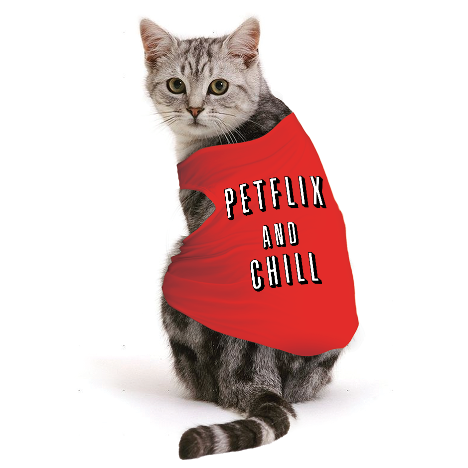 PawsIndia Sleeveless Printed Cat T-Shirt - Petflix & Chill