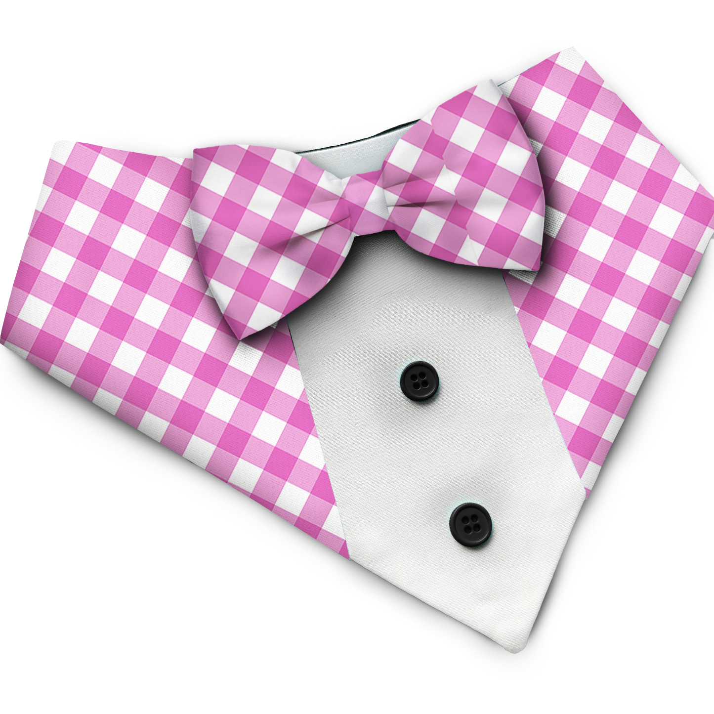 PawsIndia Pink Checks Pattern Tuxedo Bandana with Matching Bow for Pets