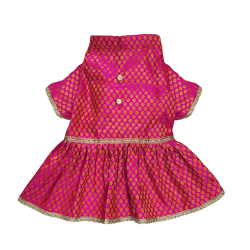 Pawsindia Traditional Royal Brocade Dress for Dogs - Pink | Ethnic Festive Wear