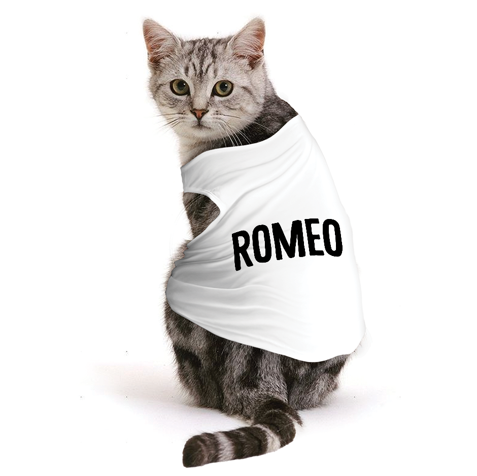 PawsIndia Sleeveless Printed Cat T-Shirt - Romeo