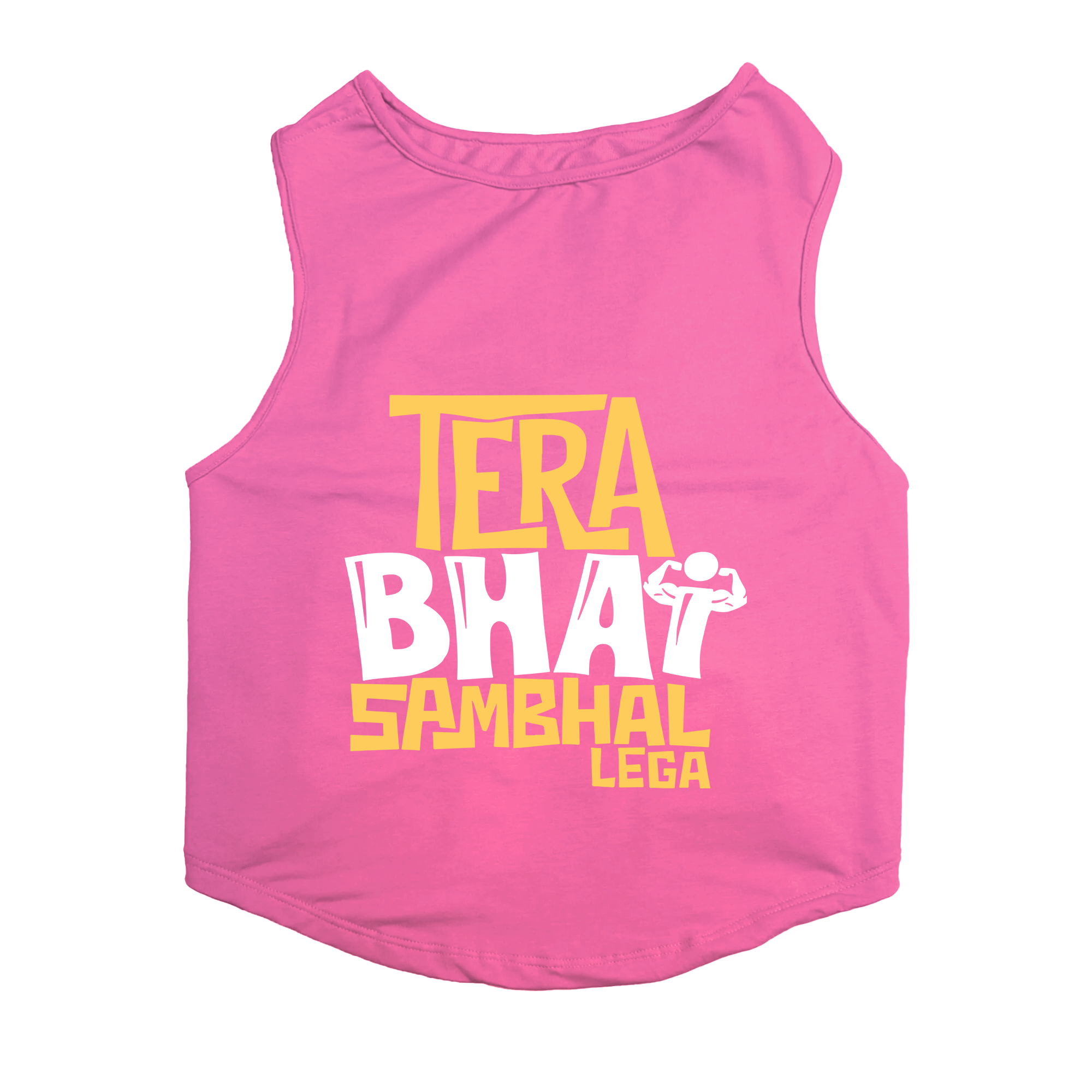 PawsIndia Sleeveless Printed Cat T-Shirt - Tera Bhai Sambhal Lega